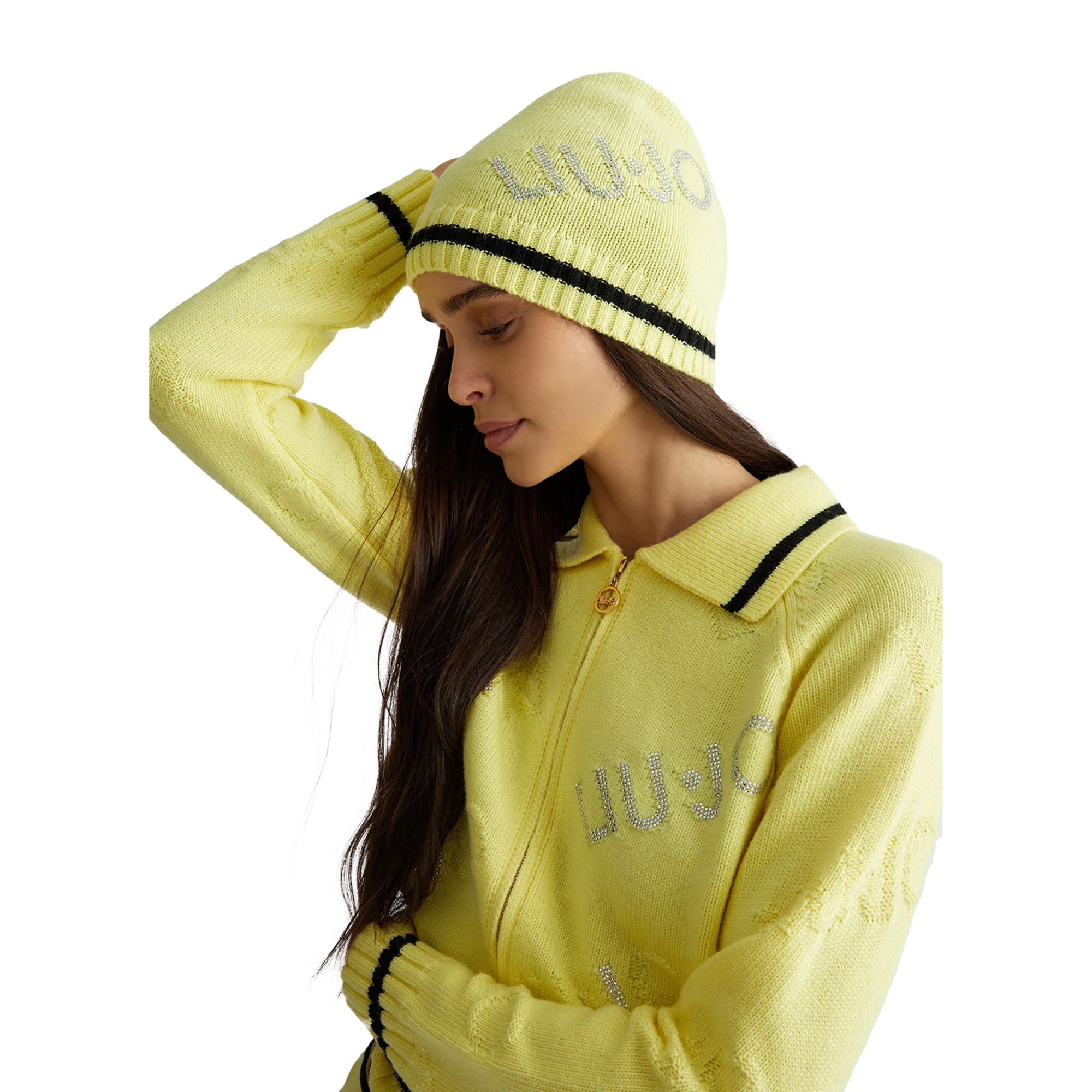 Berretto Donna giallo con pon-pon bianco - Image 4
