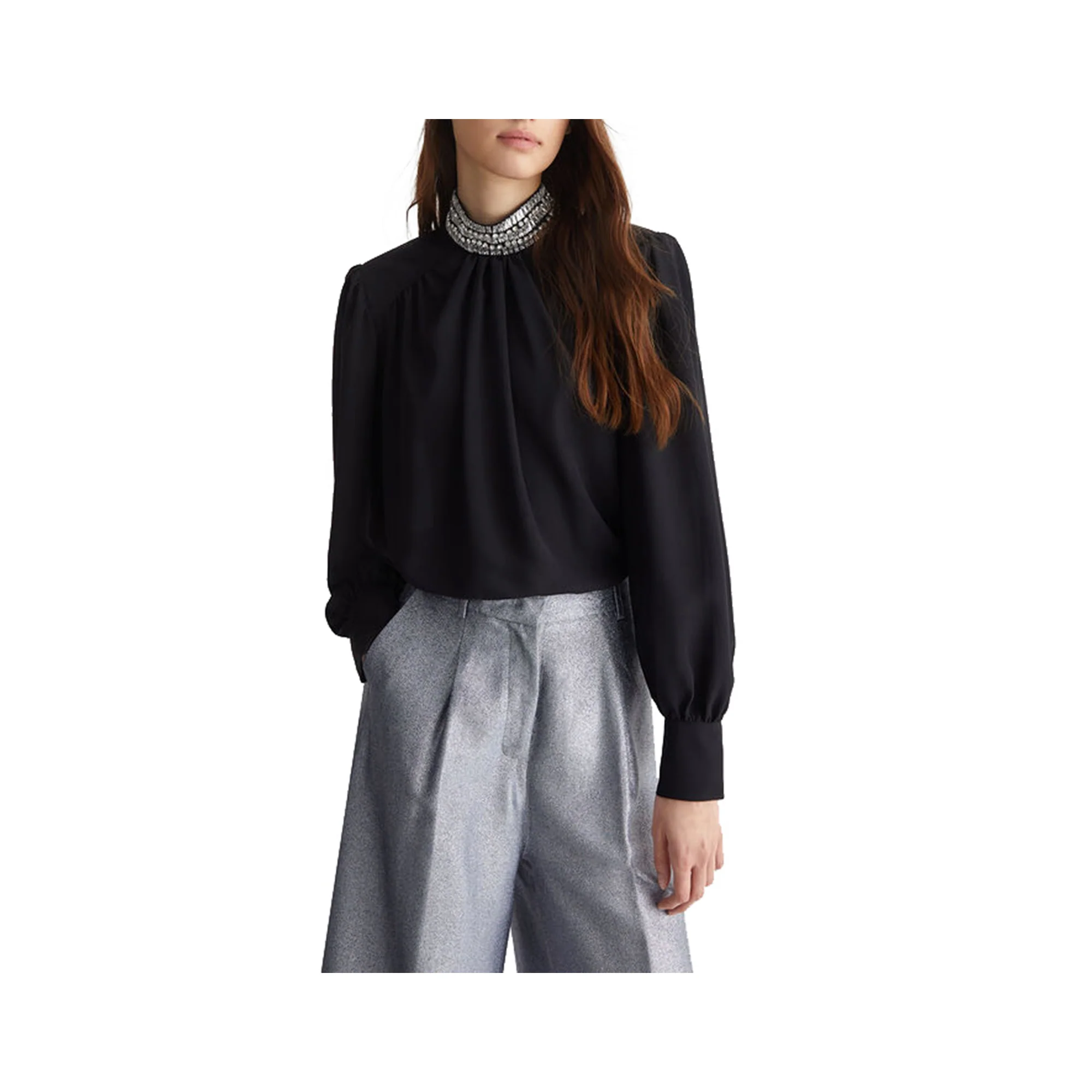 Blusa Donna con strass sul collo - Image 2