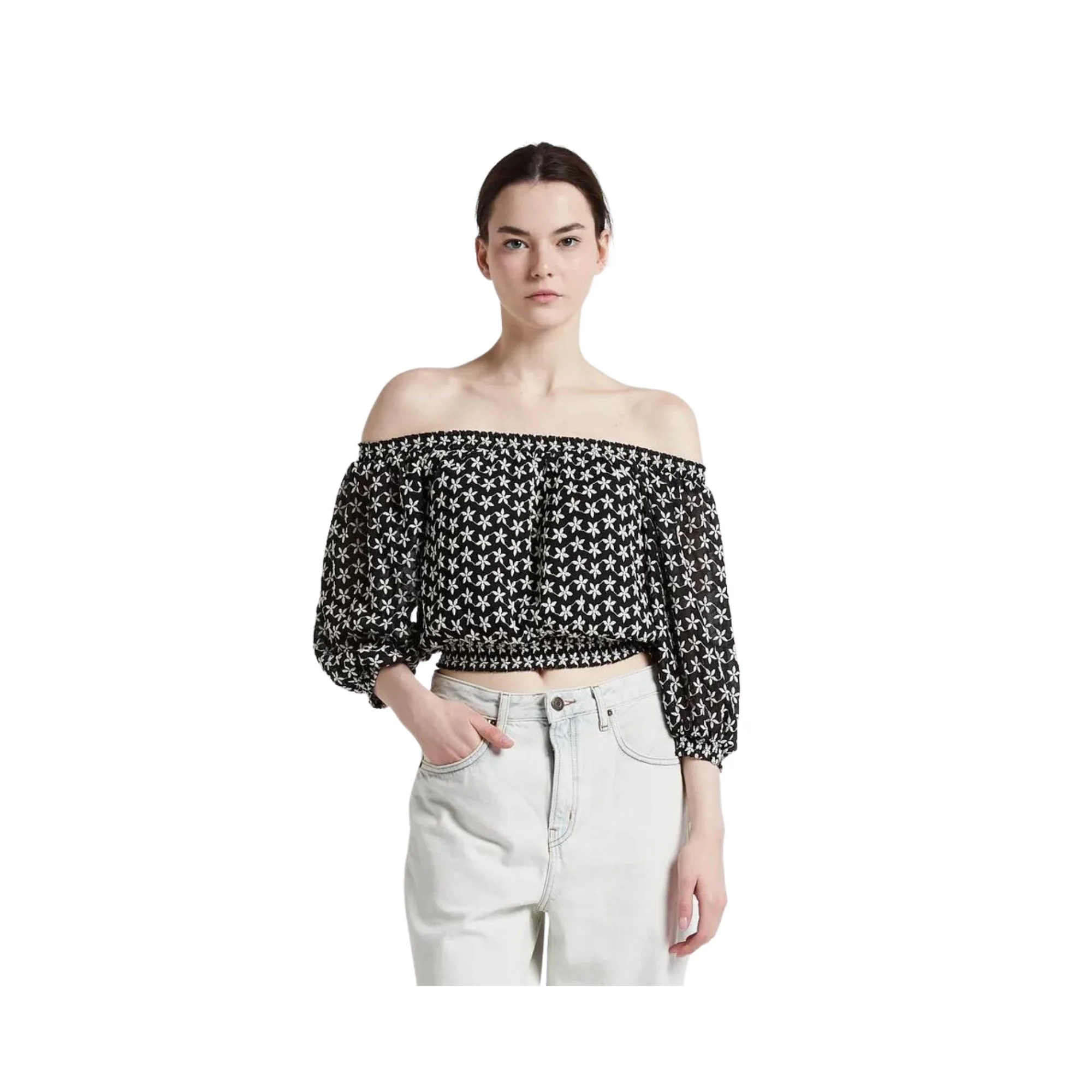 Blusa Donna corta ricamata - Image 2