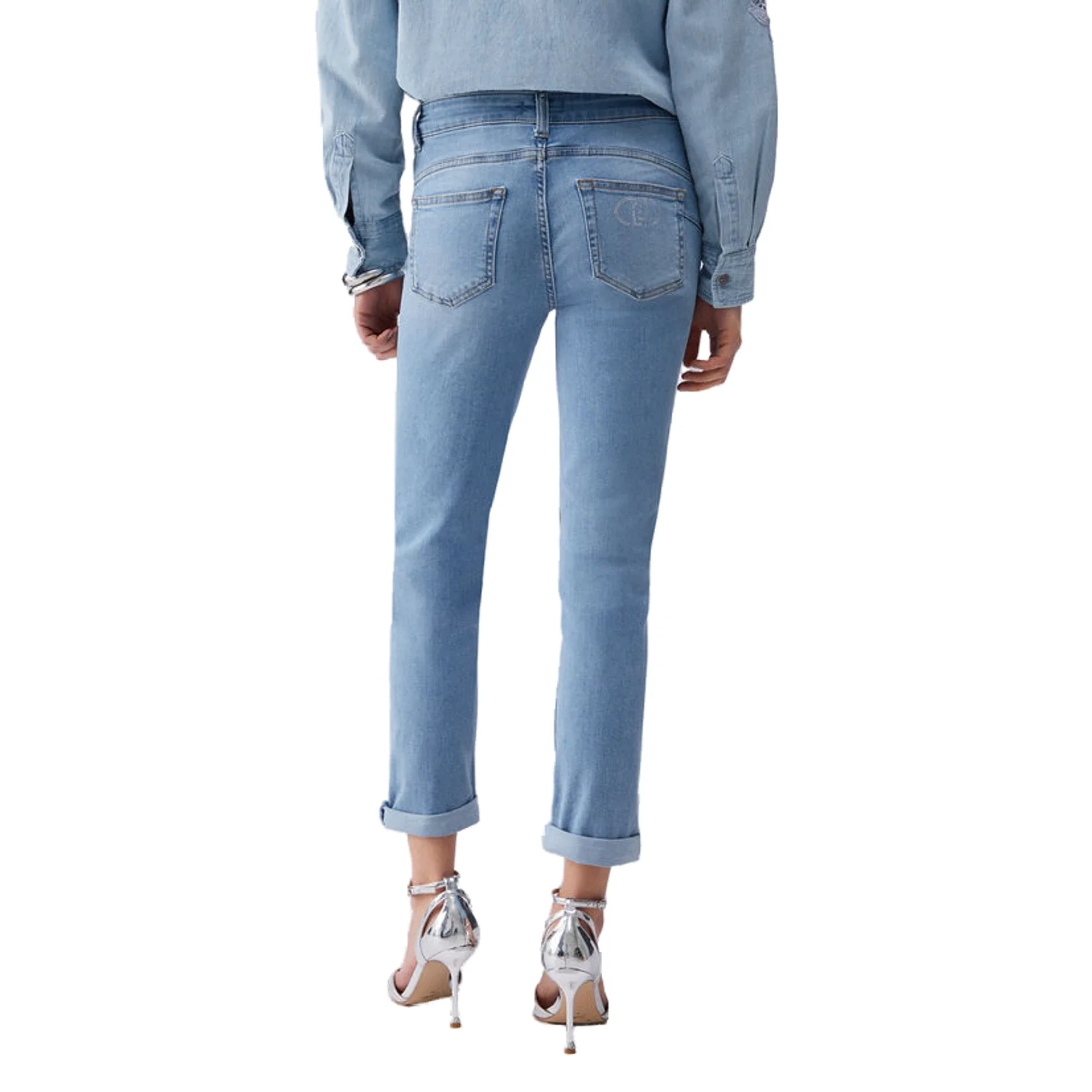 Jeans skinny Donna con risvolto in denim chiaro - Image 3