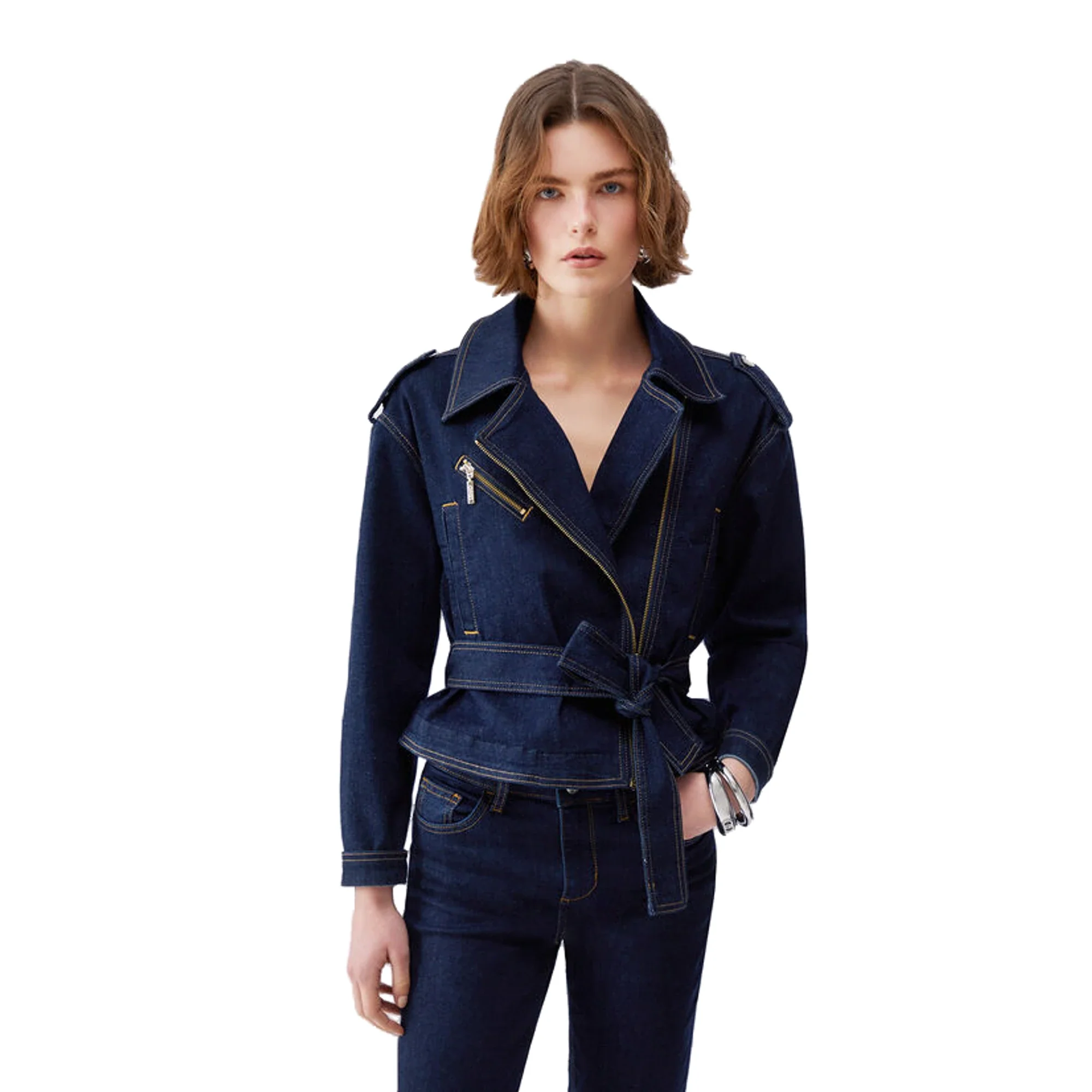 Giubbino Donna in denim con cintura - Image 2