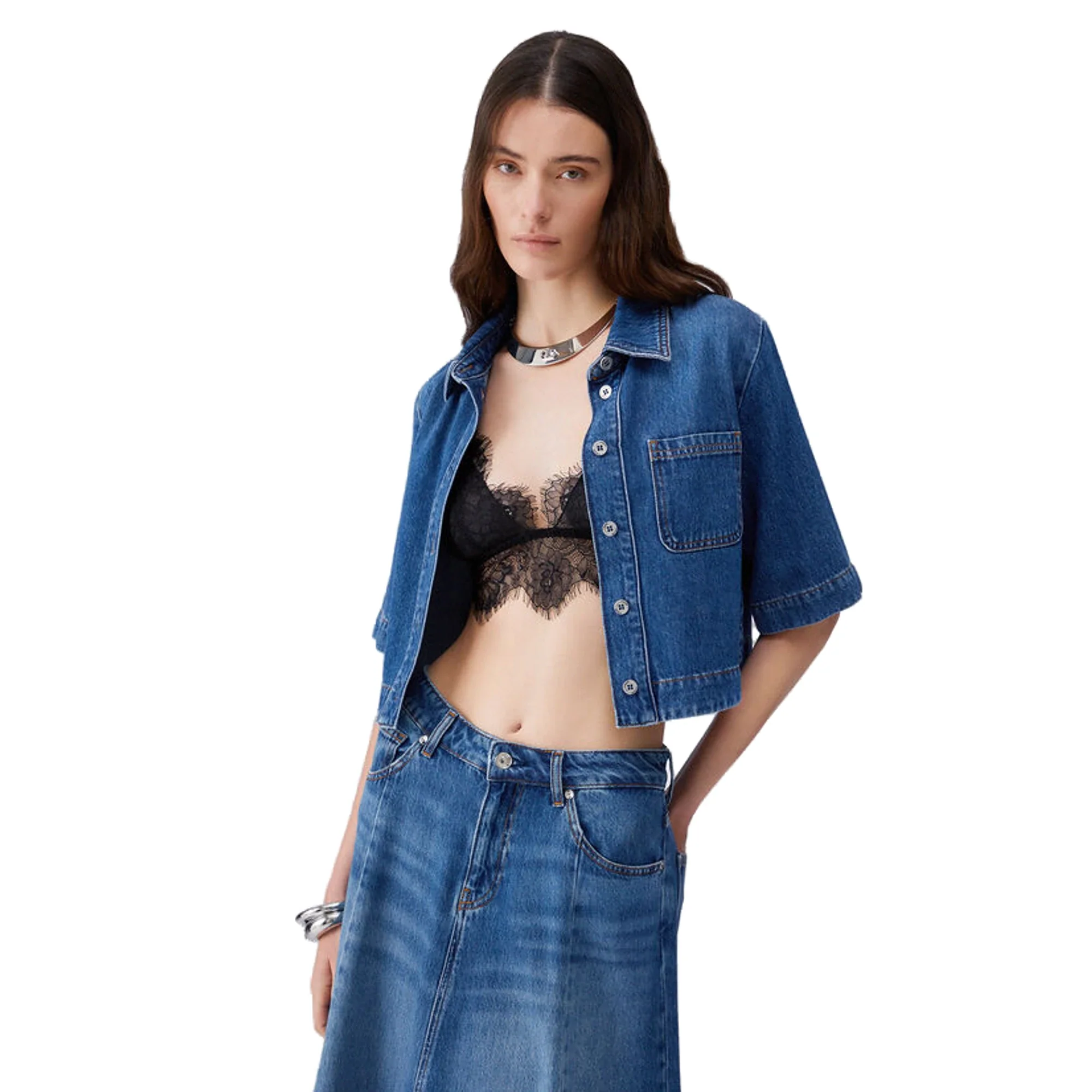 Camicia Donna cropped in denim - Image 2