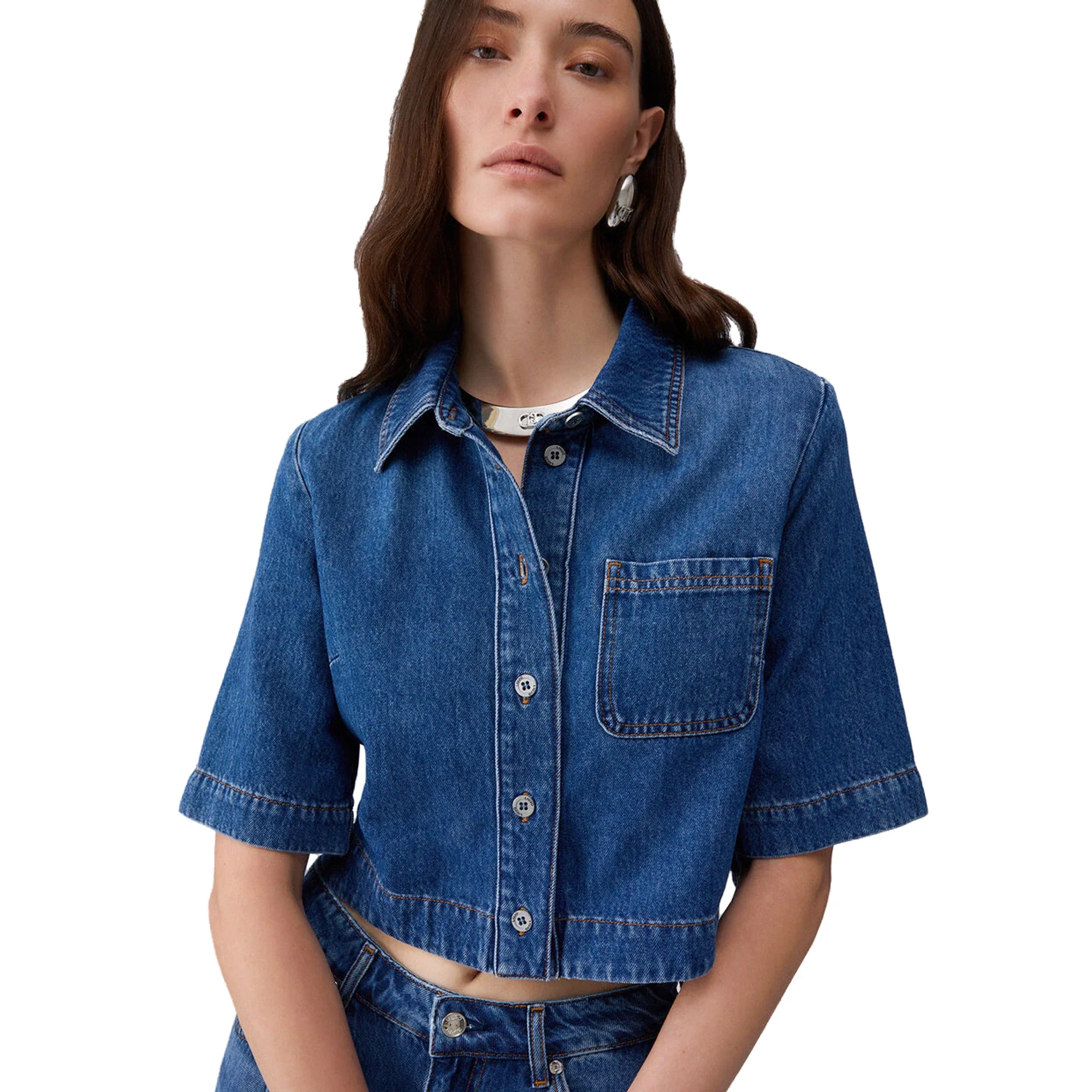 Camicia Donna cropped in denim - Image 4