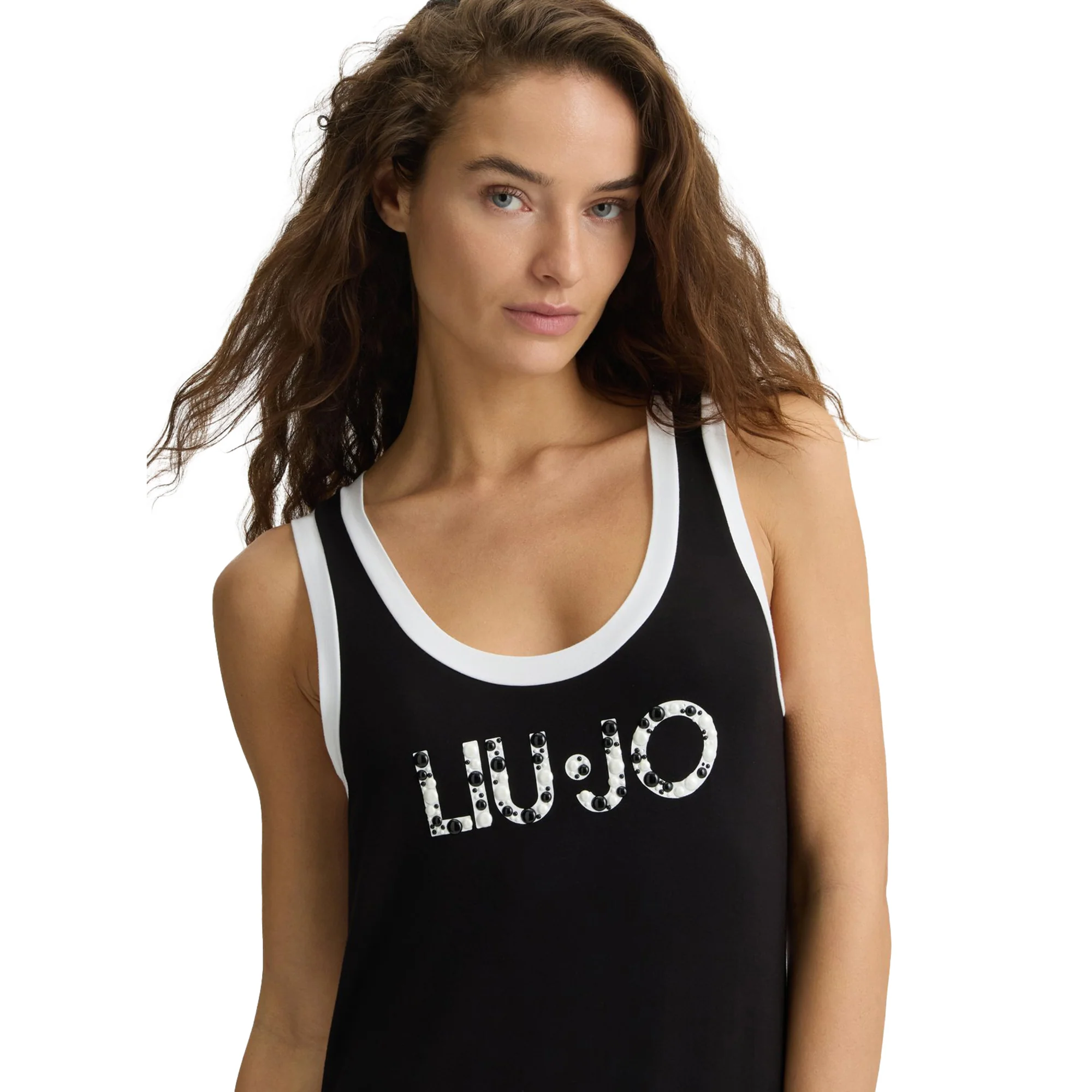 Abito lungo Nero da donna con logo frontale - Image 4