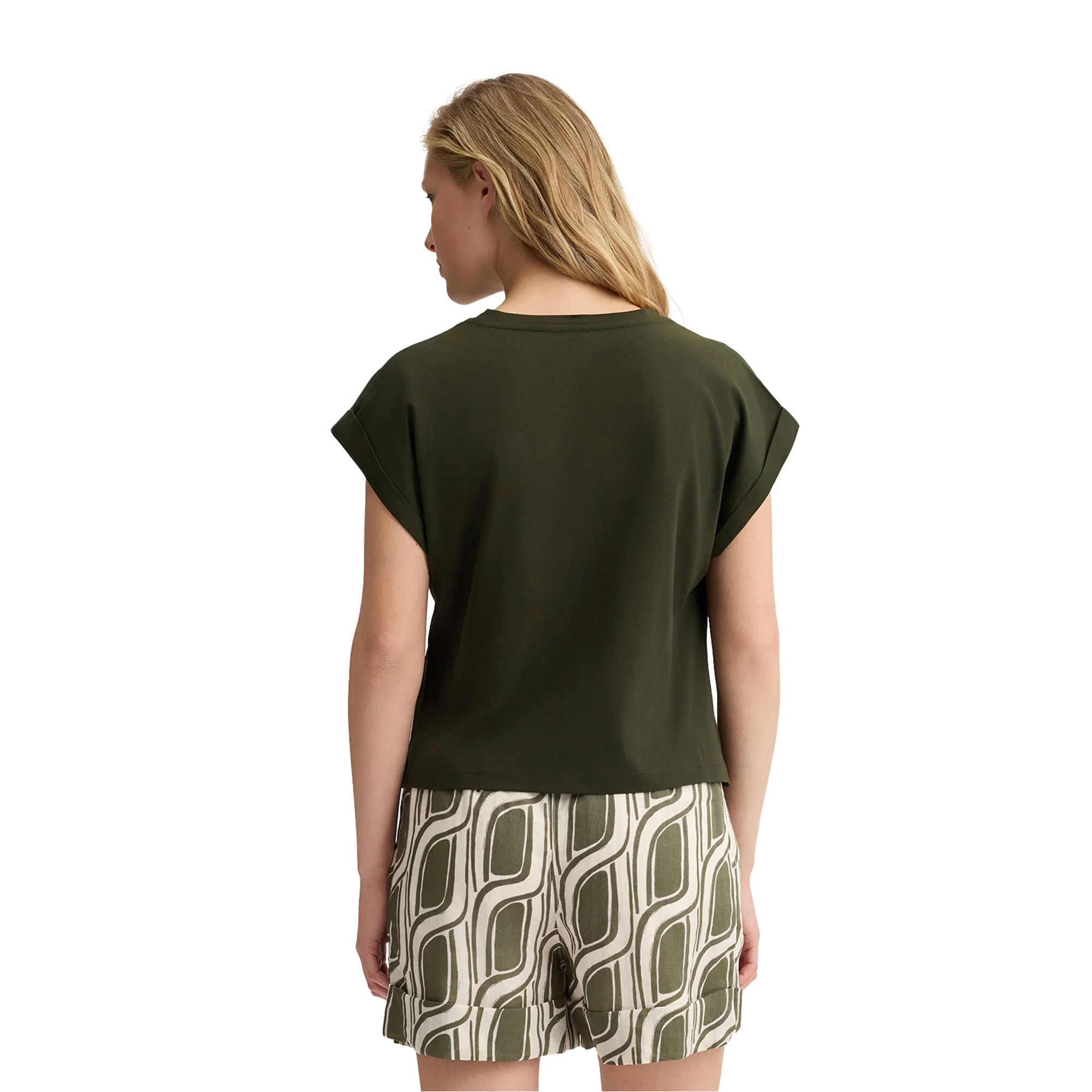 T-shirt verde da donna con logo e strass - Image 2