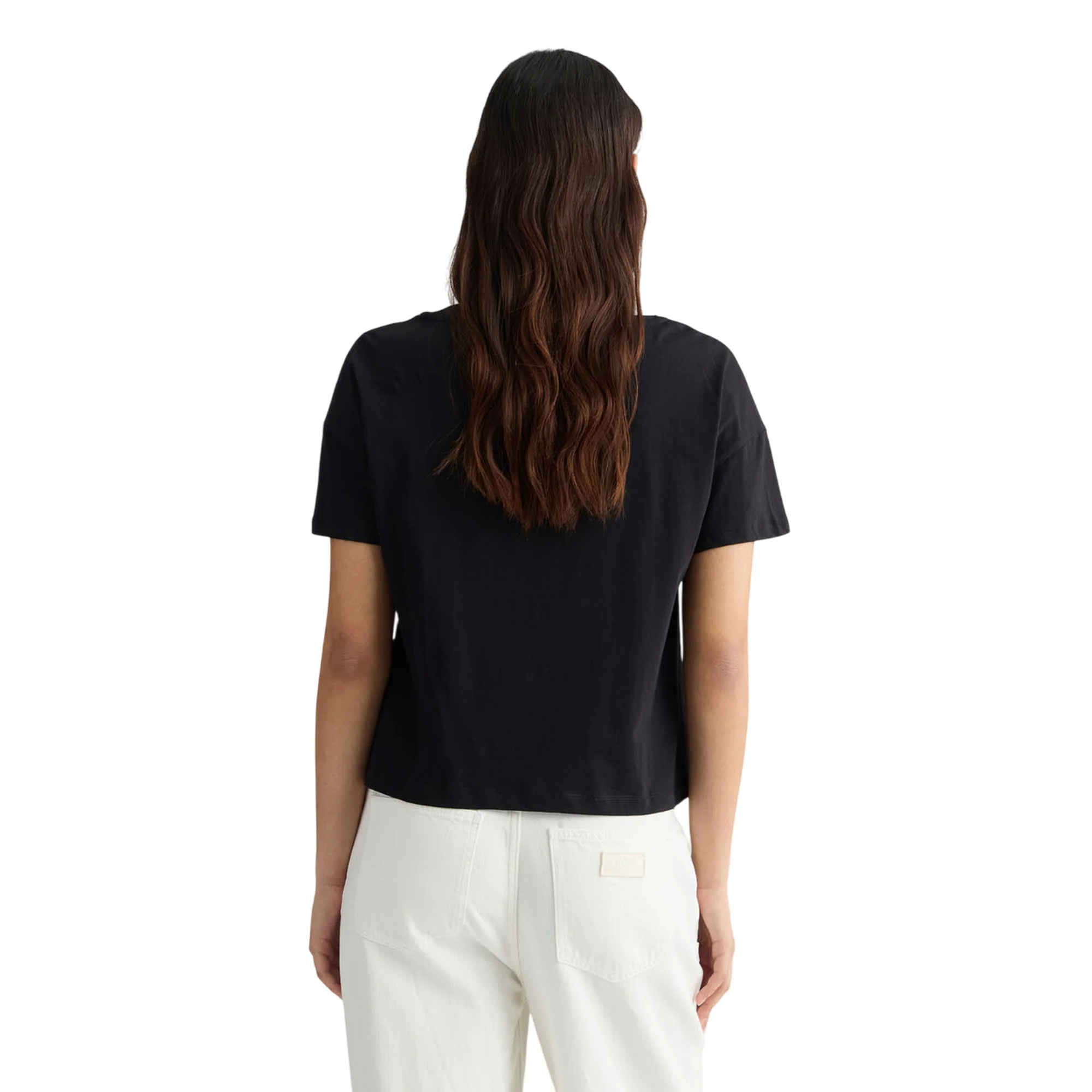 T-shirt Donna in nero con taschino logato - Image 3