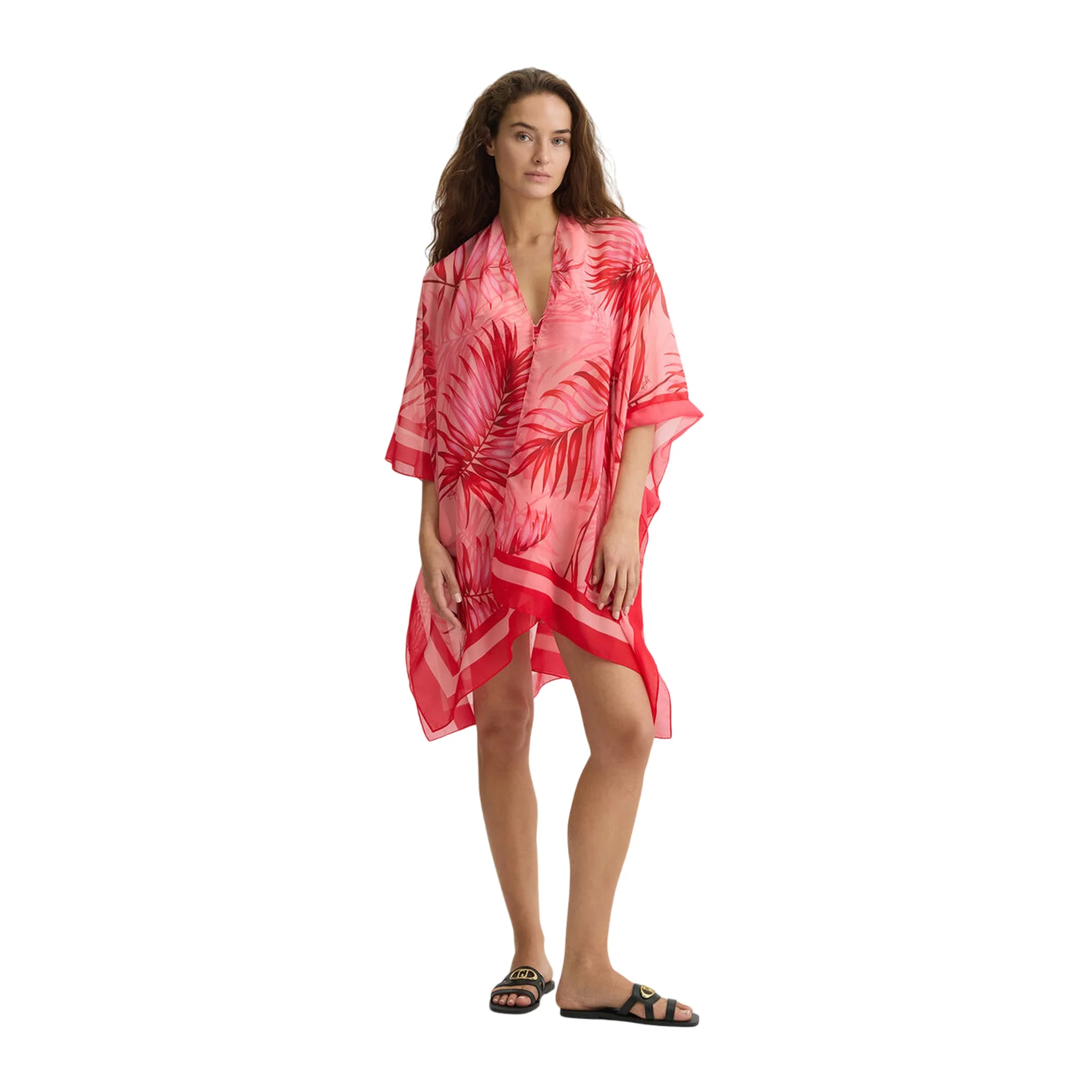 Copricostume Donna con stampa palme rosa/rosso - Image 2
