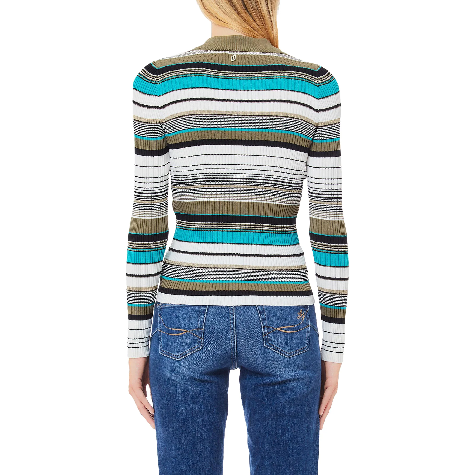 Cardigan Donna in maglia a righe multicolor - Image 2