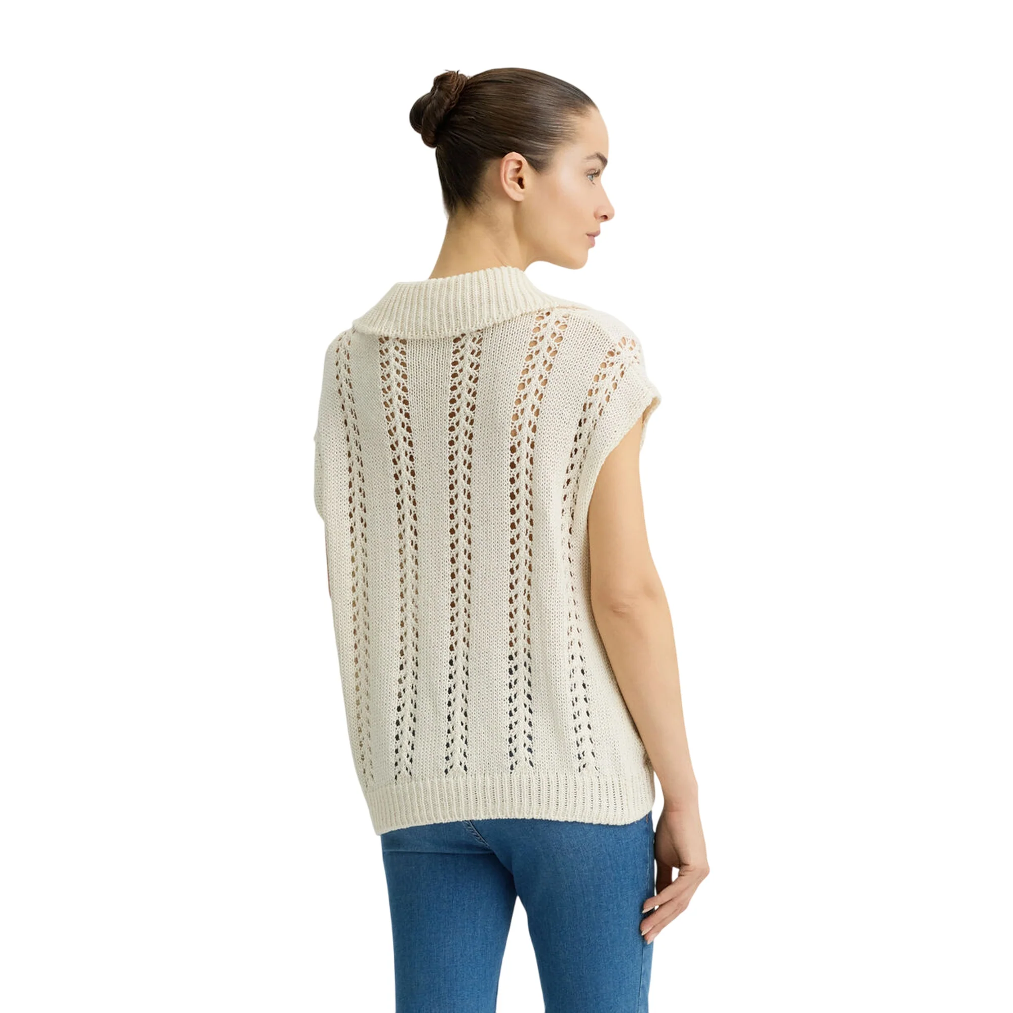 Maglia Donna in cotone crochet Bianco - Image 2