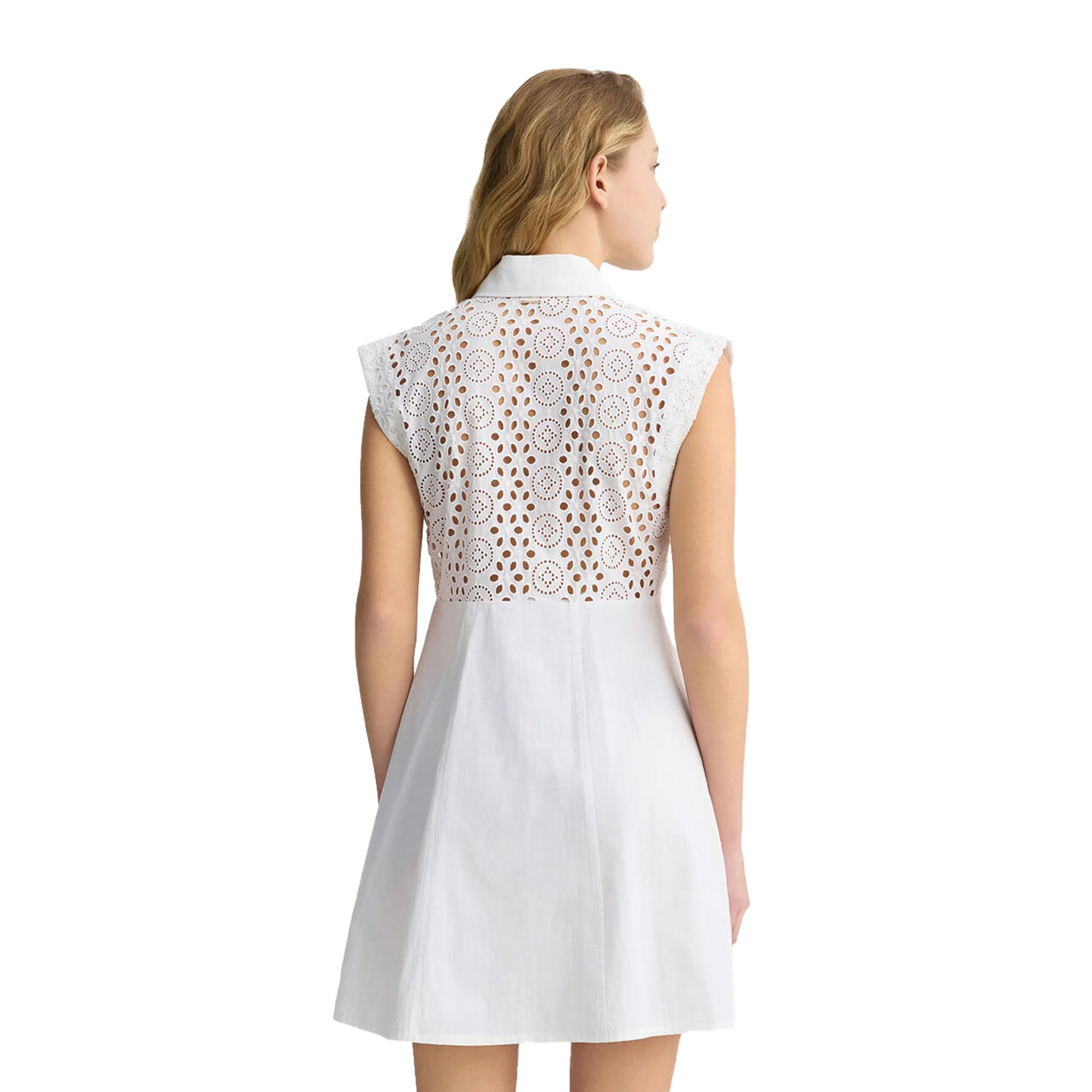 Abito corto chemisier da Donna con ricami Bianco - Image 2