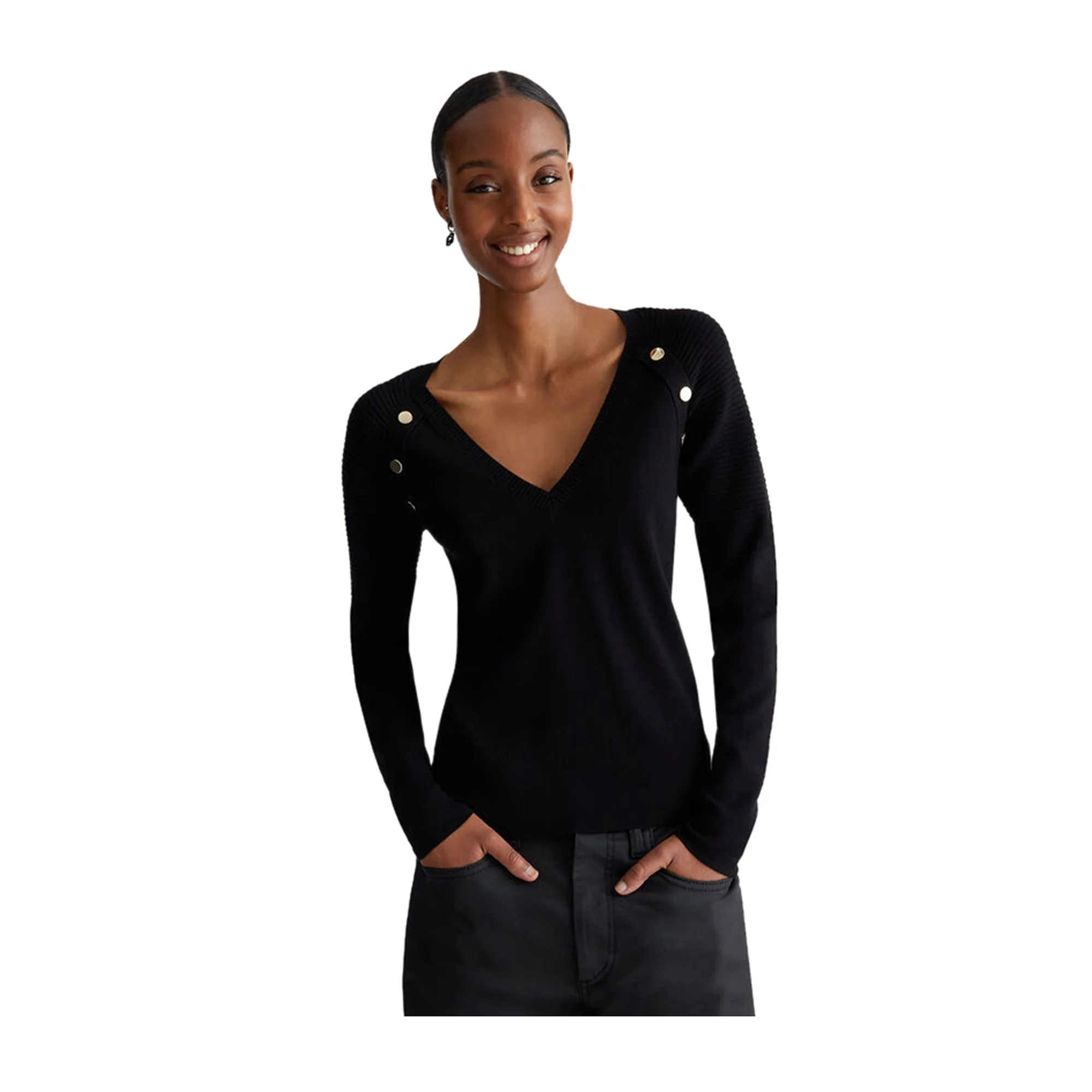 Maglia Donna tinta unita con bottoni - Image 2