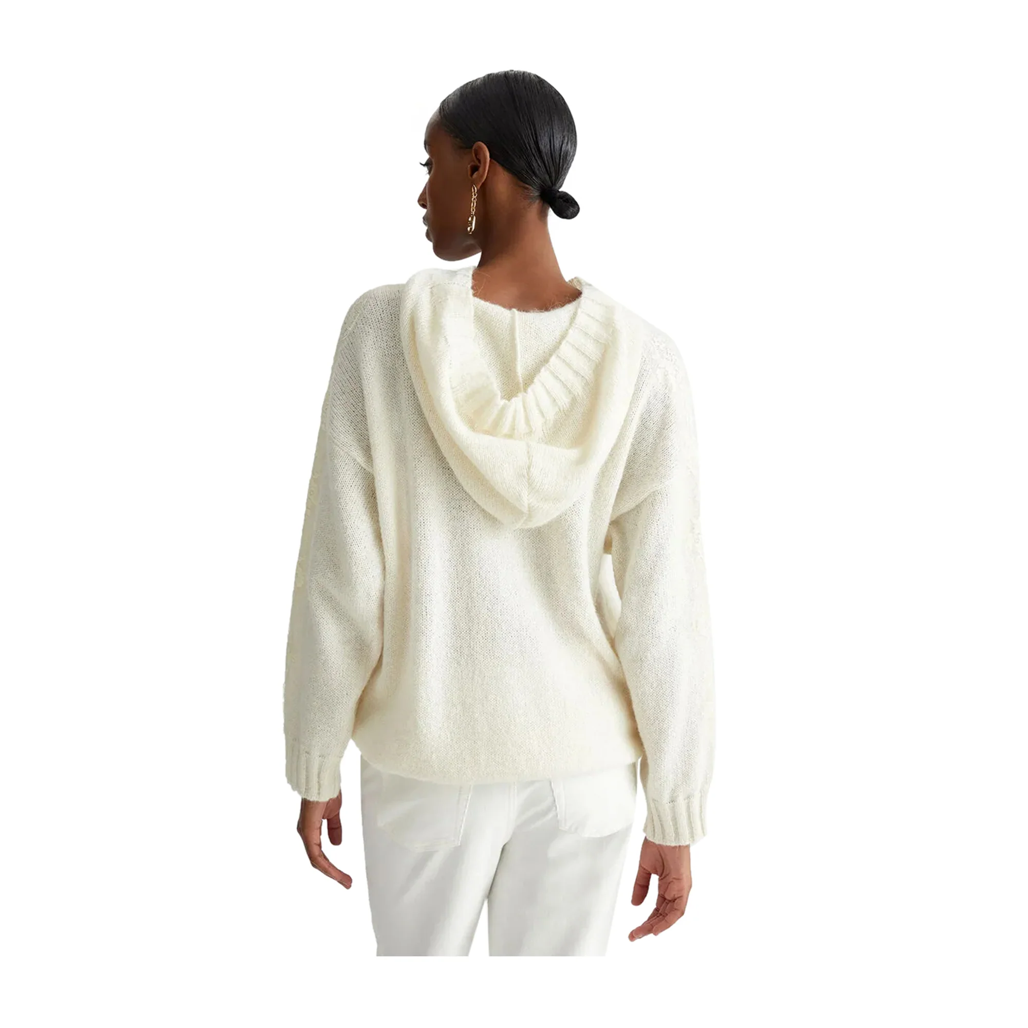 Maglione Donna con cappuccio Bianco - Image 5