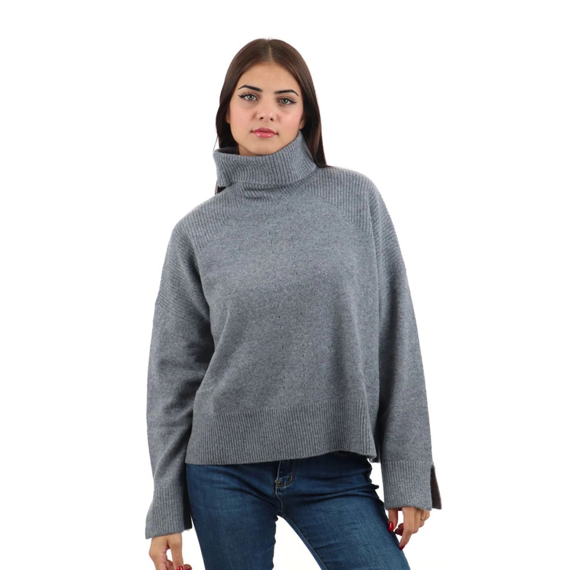 Maglia Donna Grigia a collo alto