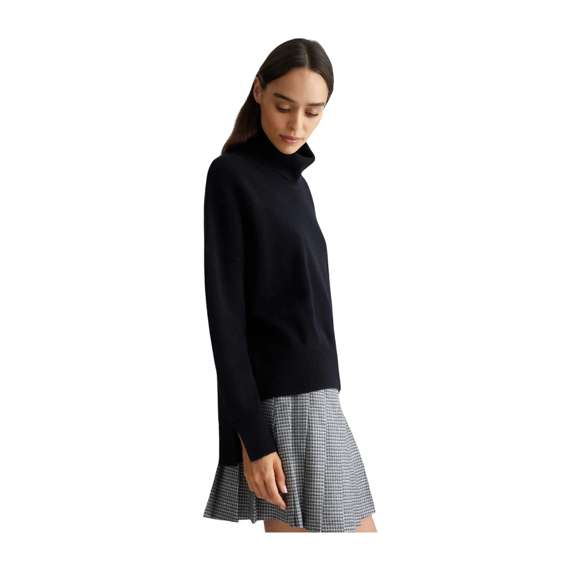 Maglia Donna in lana collo alto Nero - Image 3