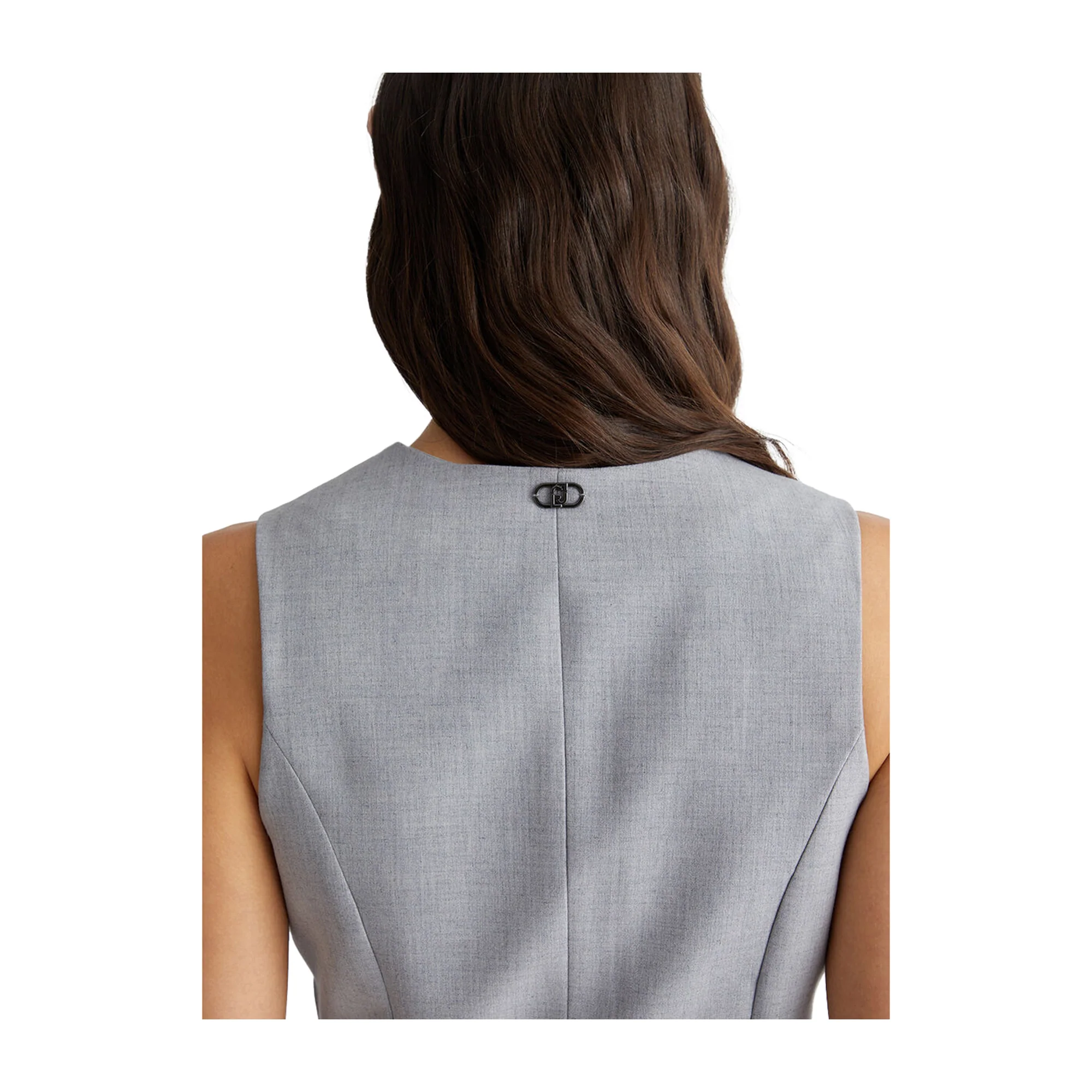 Gilet Donna in Twill grigio con scollo a V - Image 5