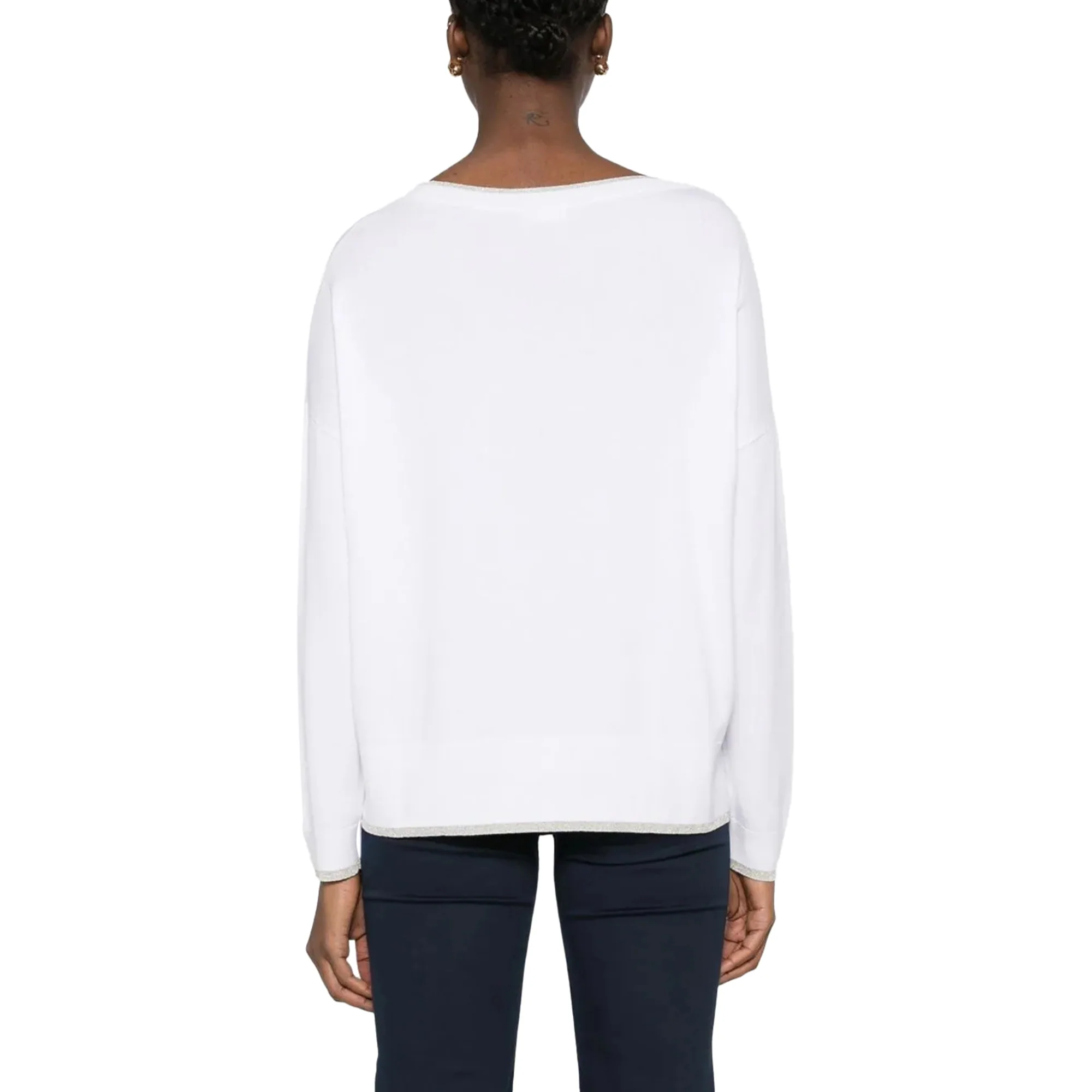 Maglia Bianca in lurex con scollo a barca - Image 2